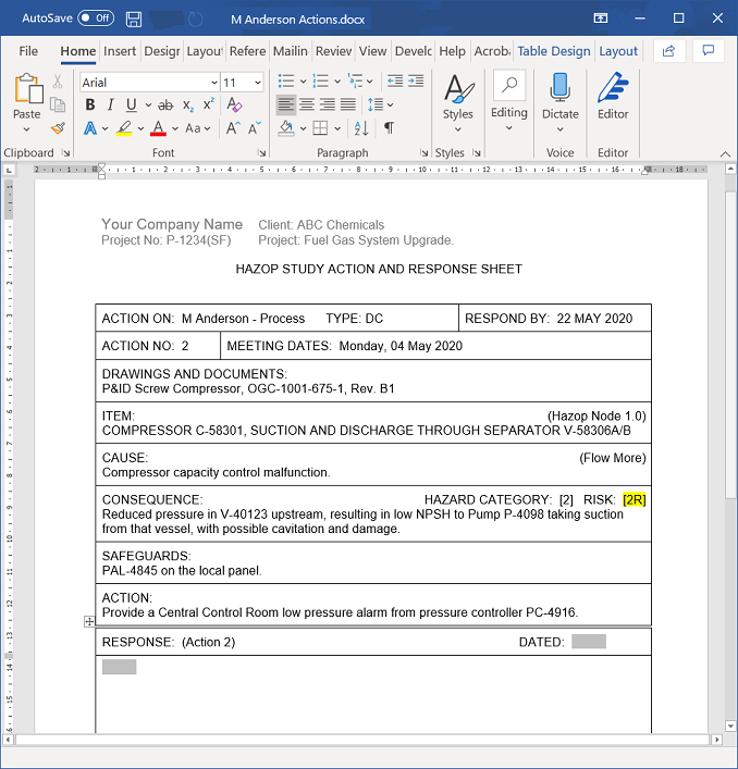 Word Action Document